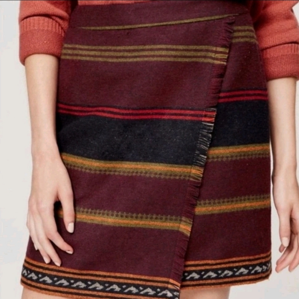 Loft Western Blanket Serape Wool Blend Skirt Size 4P 4 Petites
